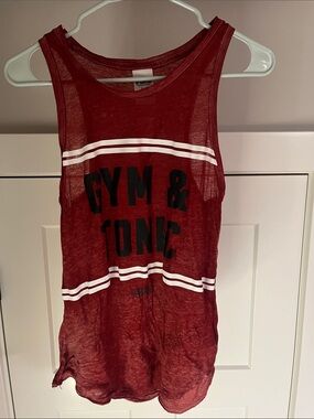 PINK Victoria's Secret Red Sheer Graphic Tank